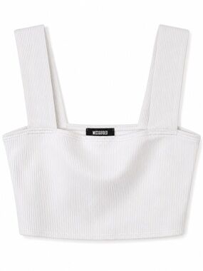 MISSGUIDED WHITE SQUARE NECK THICK STRAP CROP TOP